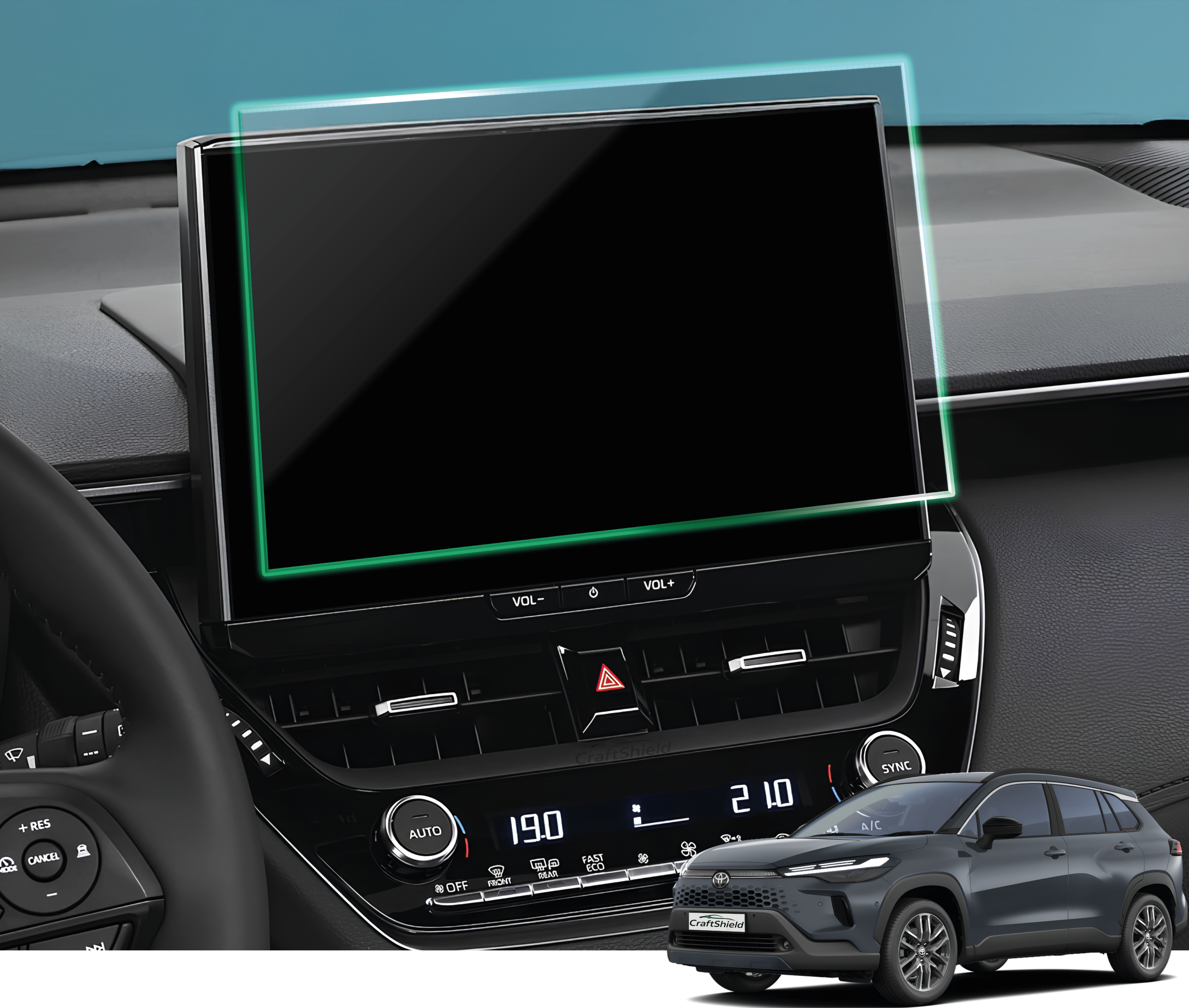Toyota Corolla Cross uyumlu (2022-2026) Multimedya 10.5" 9H Nano Ekran Koruyucu