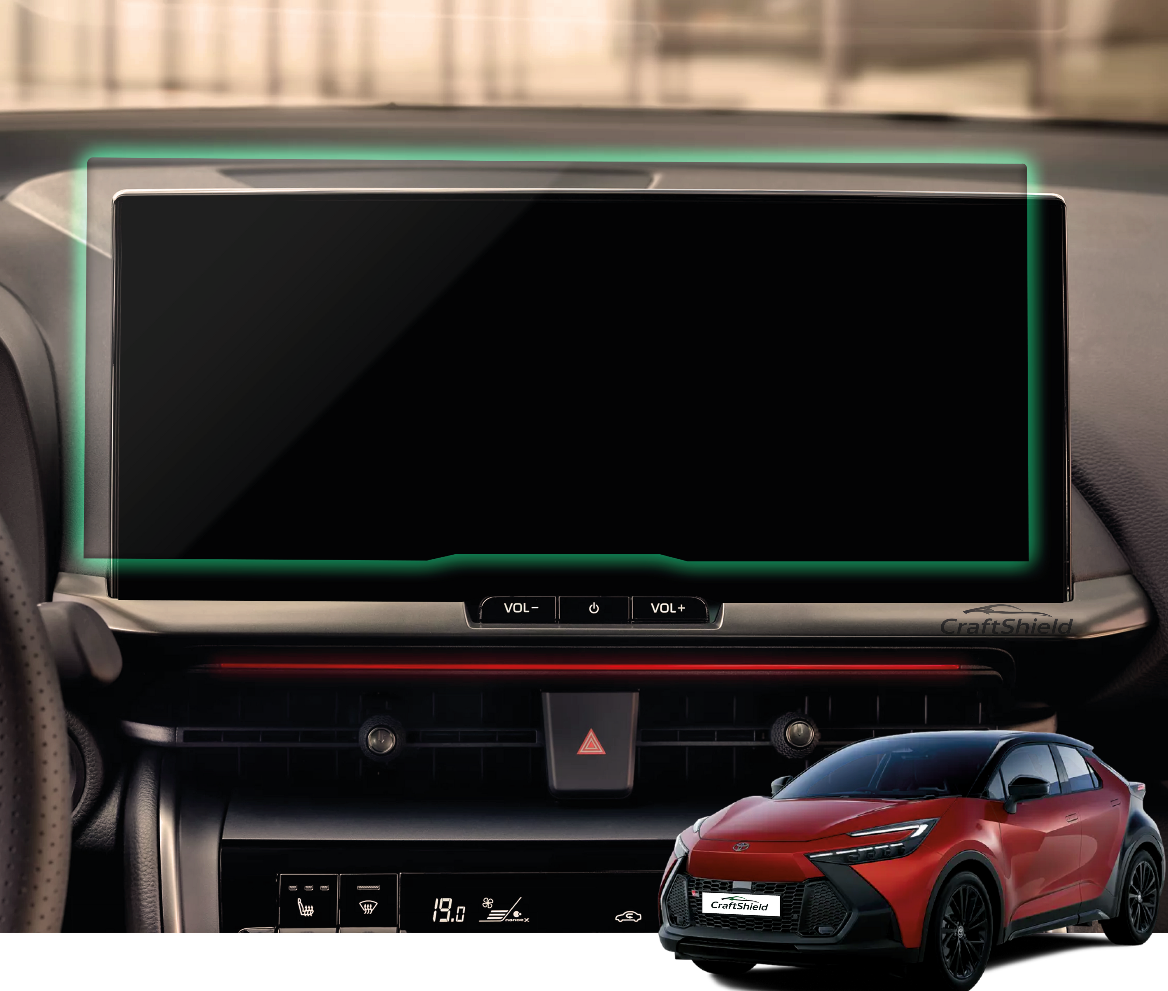 Toyota C-HR Hybrid (2024-2026) Uyumlu 12.3" Multimedya 9h Nano Ekran Koruyucu