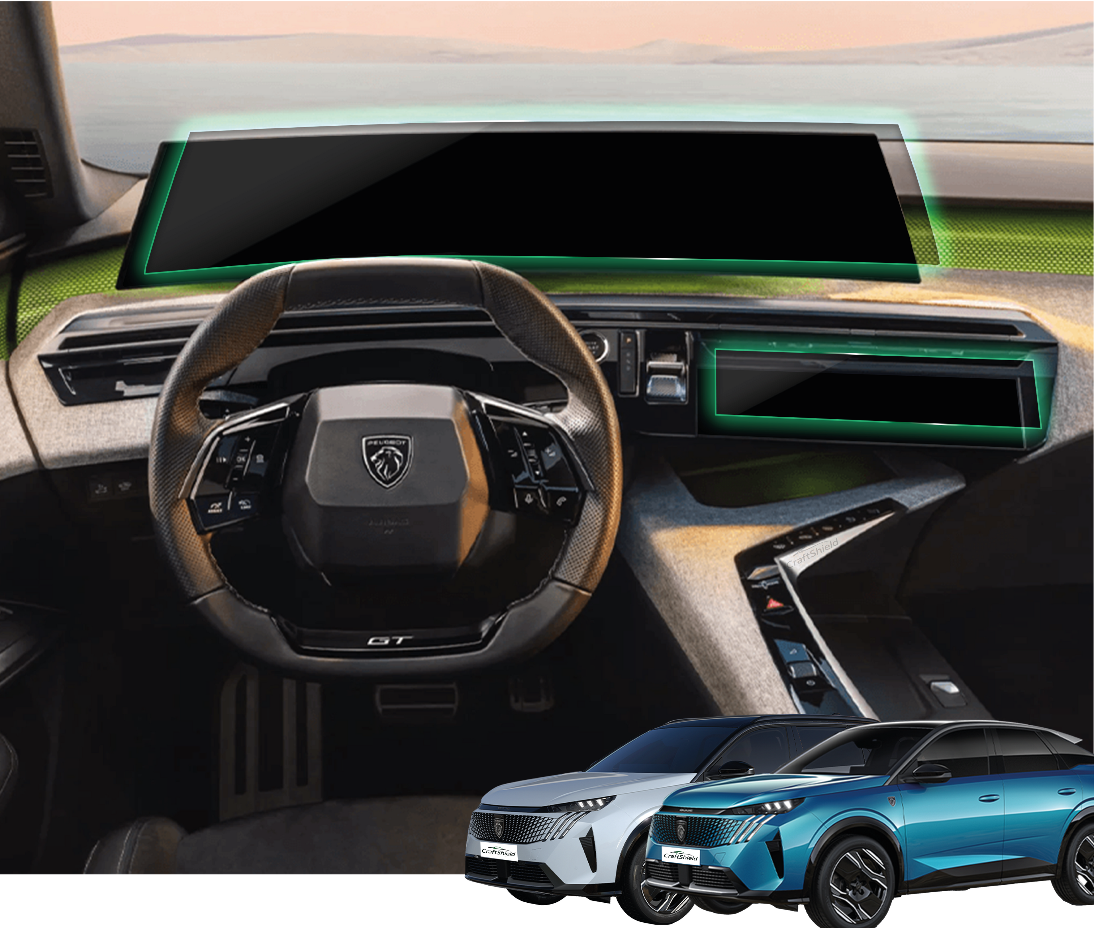 Peugeot 3008 / 5008 (2024-2026) Uyumlu 21" Panoramik ve i-Toggles Set 9h Nano Ekran Koruyucu