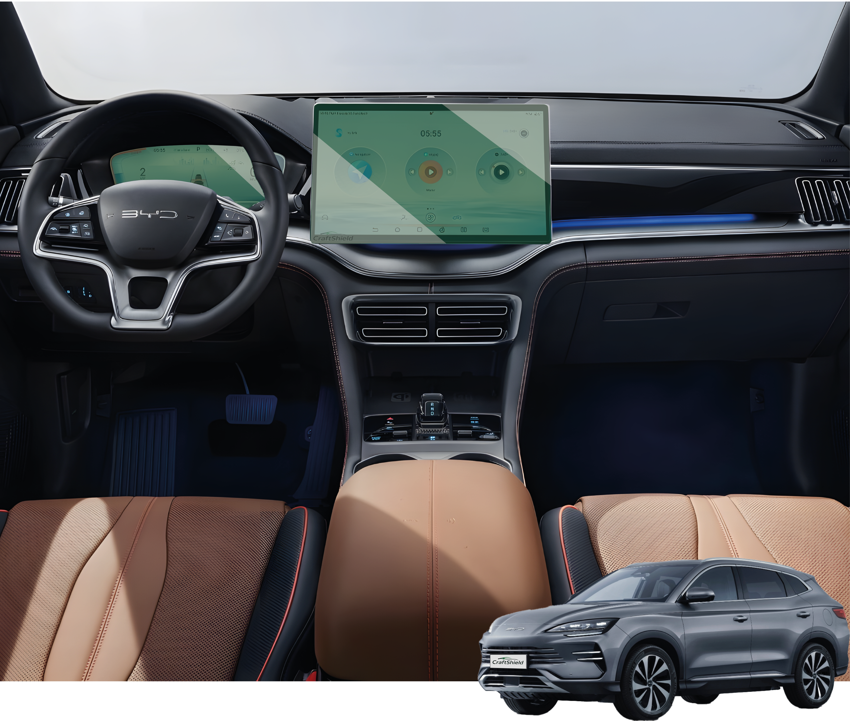 BYD Seal U Hybrid (2024-2025) Uyumlu Multimedya 15.6" ve Gösterge 10.1" Set 9h Nano Ekran Koruyucu Seti