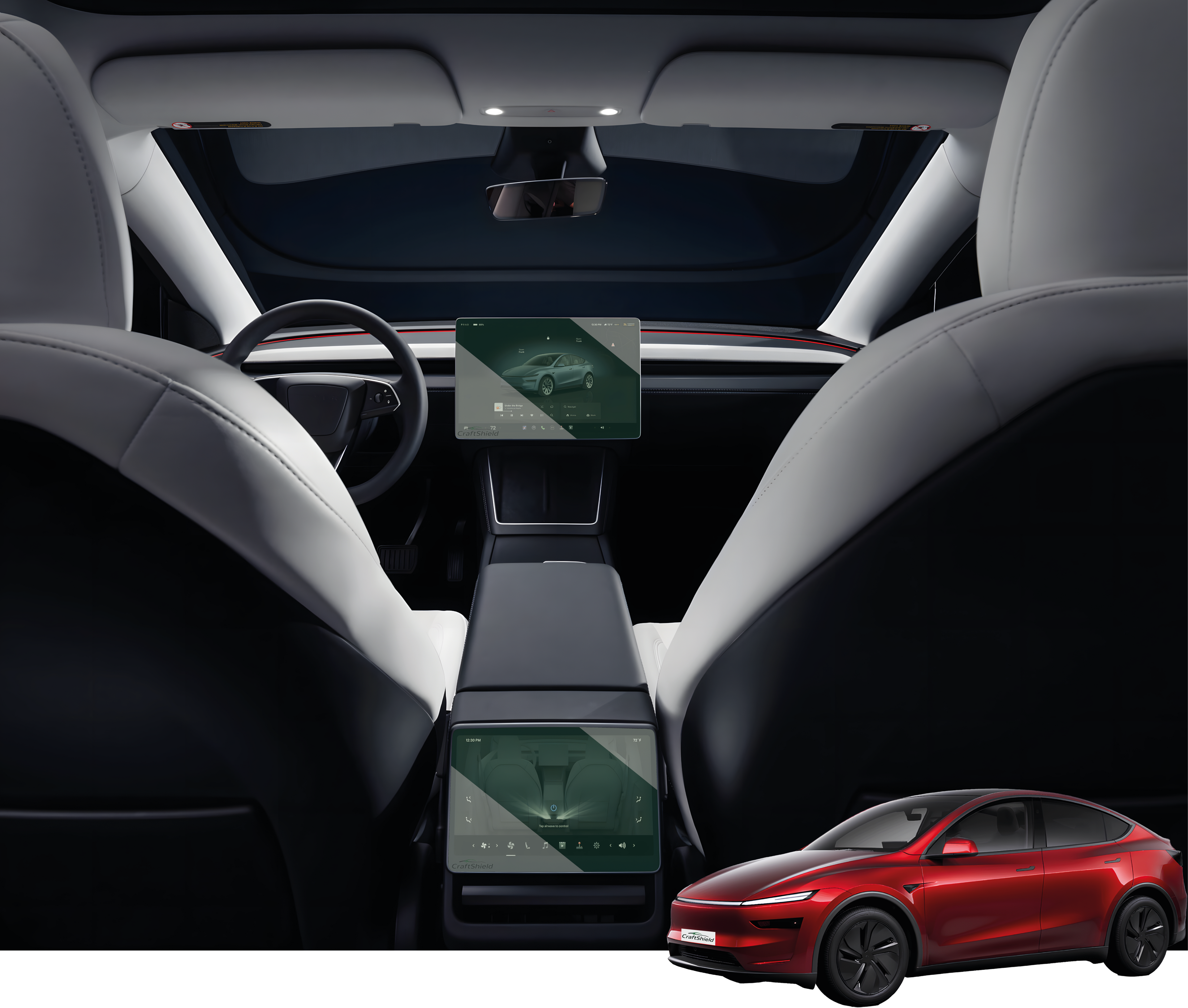 Tesla Model Y Juniper (2025) Uyumlu 15.4" Multimedya ve 8" Arka Ekran Set 9h Nano Ekran Koruyucu